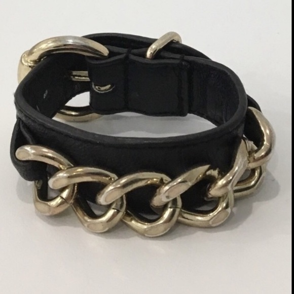 Black Faux Leather Chain Belt Bracelet NWOT - Picture 5 of 5